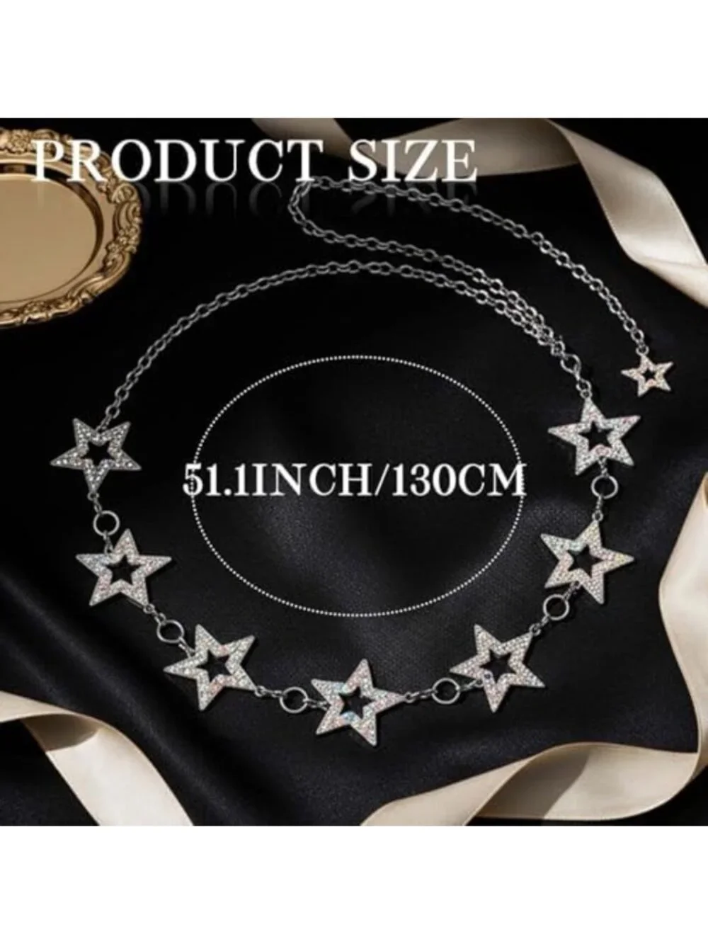 Sparkly Rhinestone Star Chain Belt | Crystal Waist Jewelry for Women, Statement